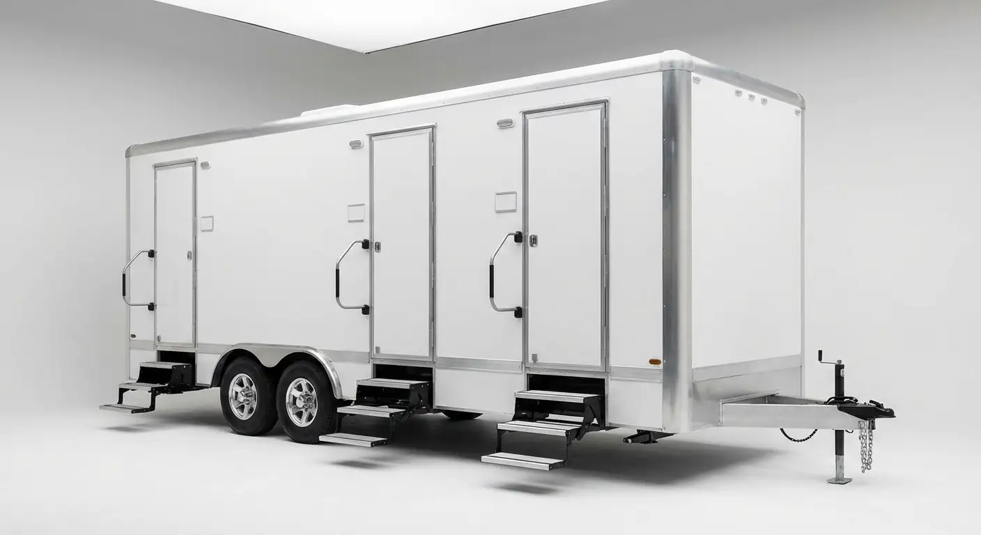 Climate controlled restroom trailer interior features in Cincinnati, OH