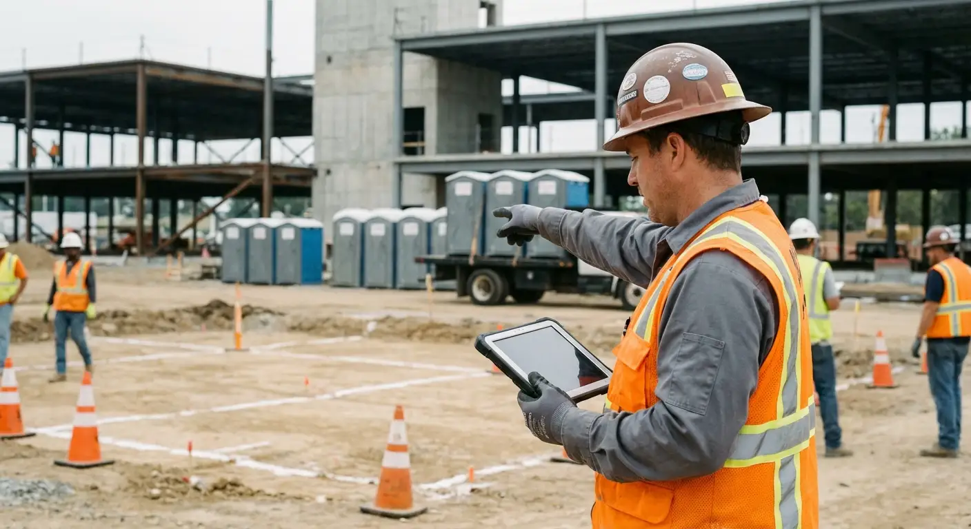 Construction site portable toilet placement planning in Cincinnati, OH