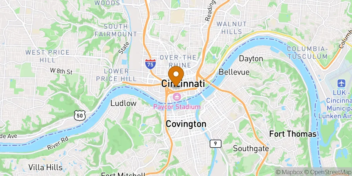 Cincinnati neighborhood map in Cincinnati, OH