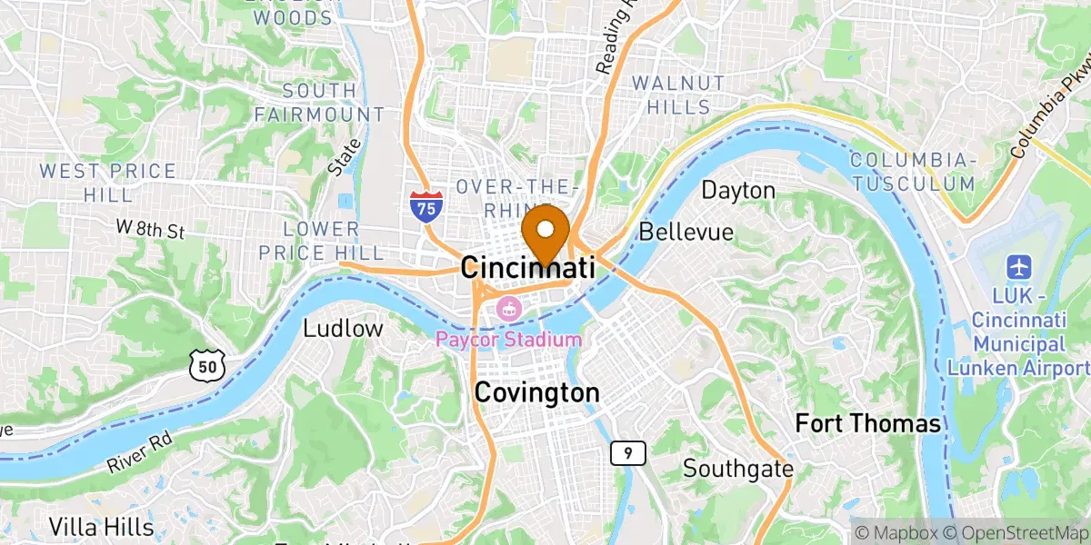 Central Business District neighborhood map in Cincinnati, OH