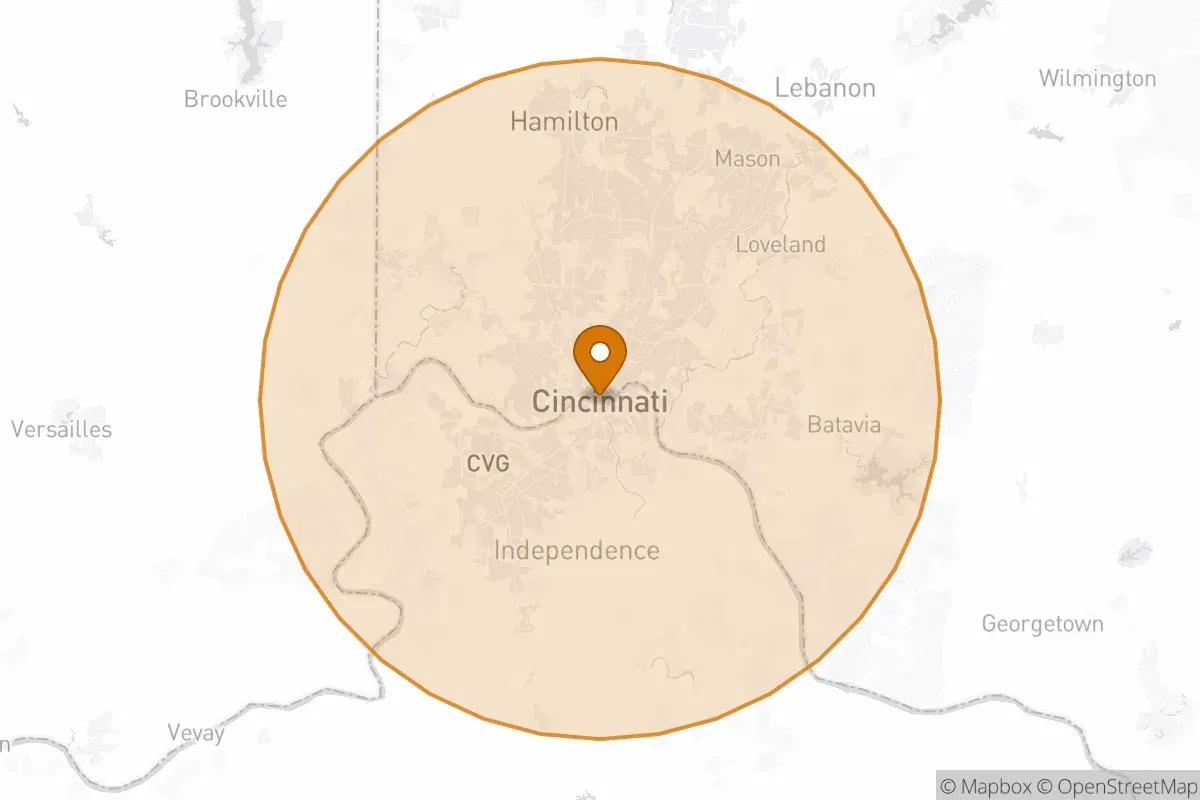 service area service area map in Cincinnati, OH